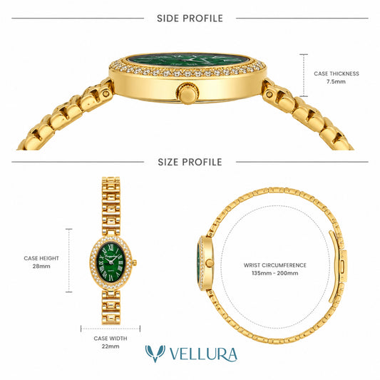 Green Oval Gold Watch