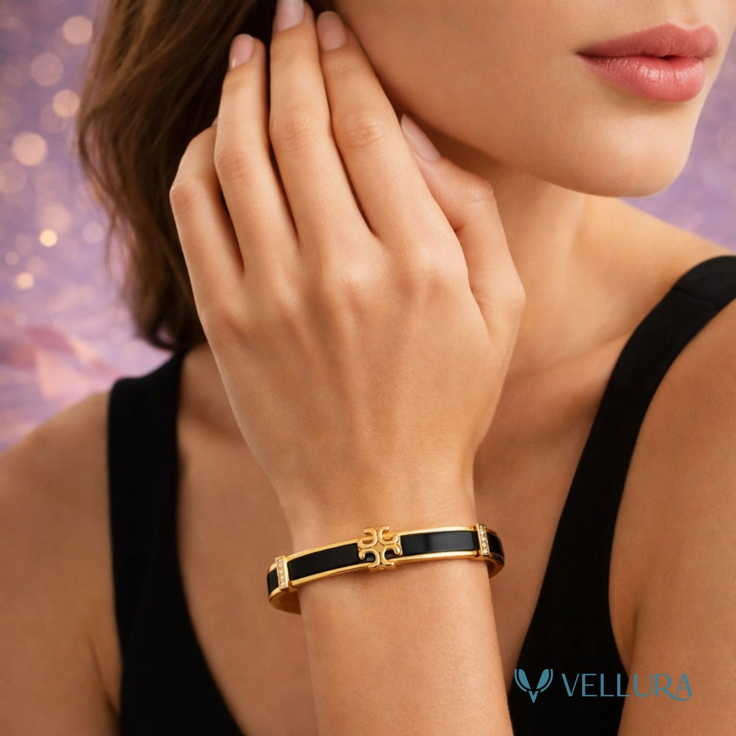 Tory Inspired-Black Enamel Bracelet