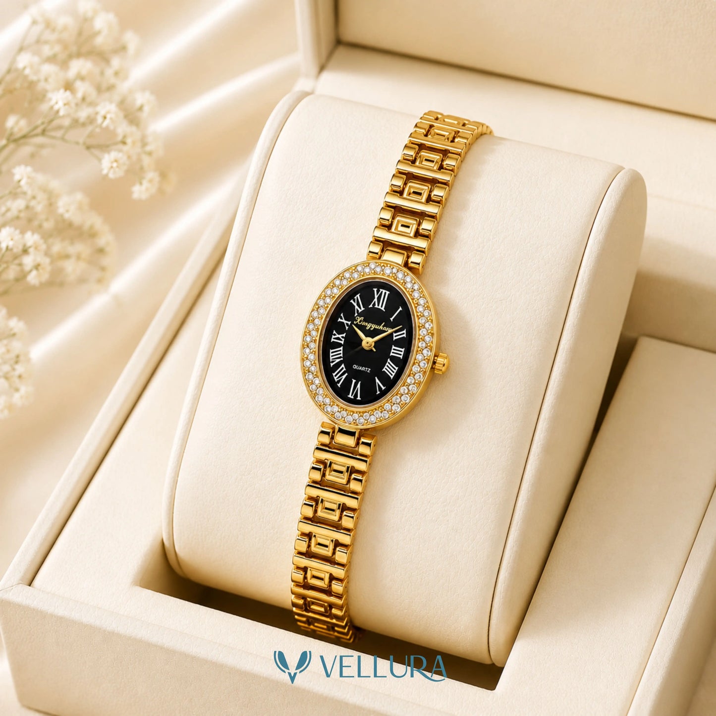 Black Oval Gold Watch