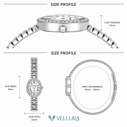 Silver White Oval Watch