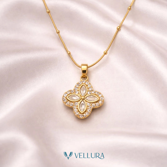 Clover Pendant Necklace-Studded