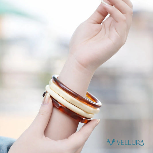 Brown Tortoiseshell RESIN BANGLE SET FOR WOMEN