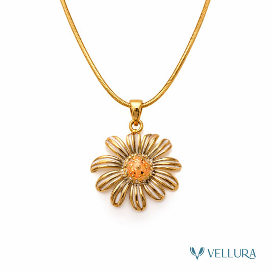 Gold Daisy Flower Pendant Necklace