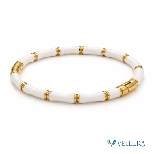White Beaded Bamboo Bracelet