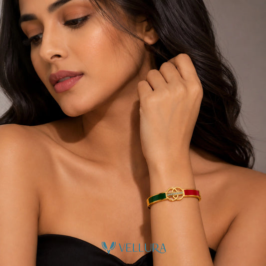 Luxury Red & Green Enamel Bracelet
