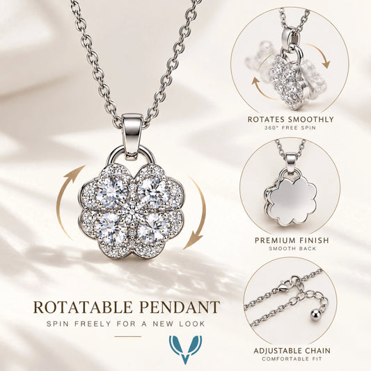 Silver Four Leaf Clover CZ Necklace