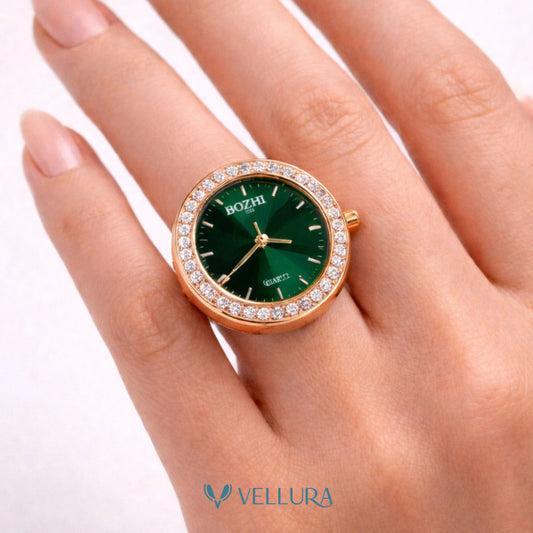Emerald Green Dial Finger Watch Ring