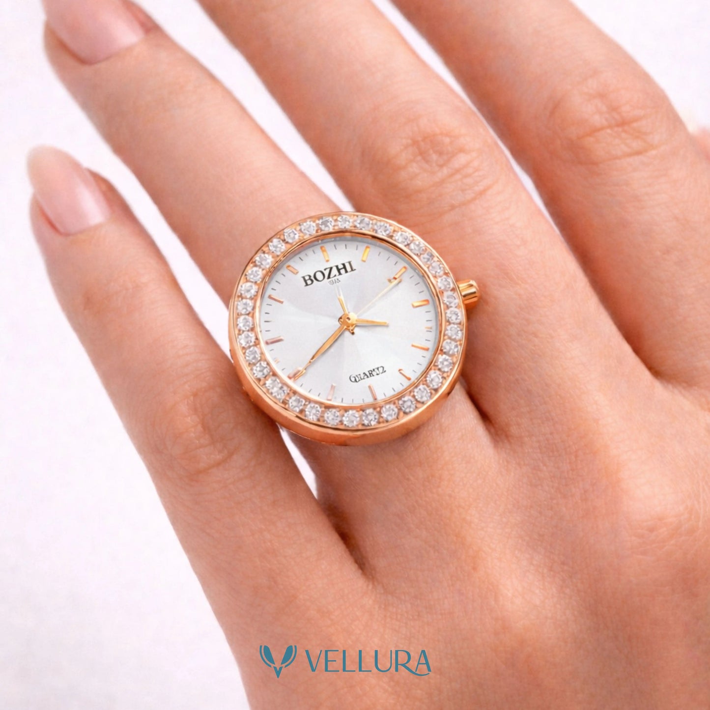 White Dial Finger Watch Ring