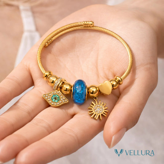 Evil Eye Gold Charm Bracelet