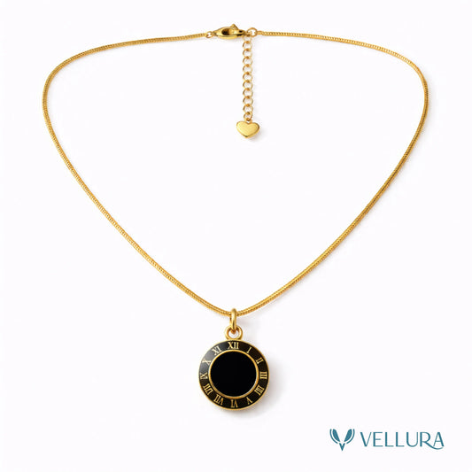 Roman Numeral Black Necklace