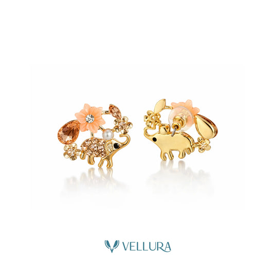 Gold Elephant Stud Earrings