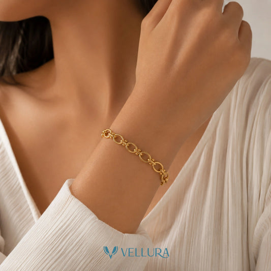 Gold Plated Oval Link Chain Bracelet-STYLE 2