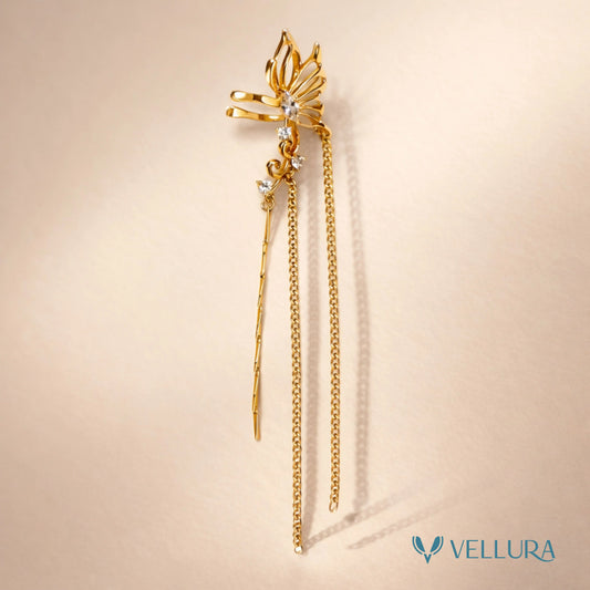 Gold Chain Drop Ear Cuff Earring