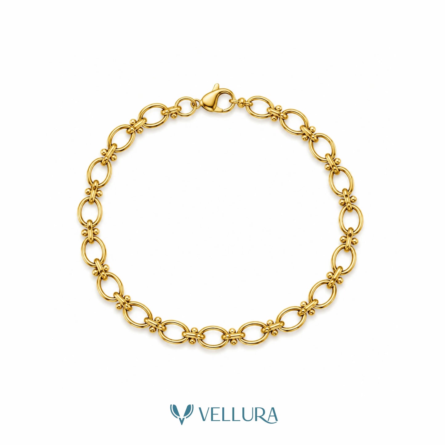Gold Plated Oval Link Chain Bracelet-STYLE 2