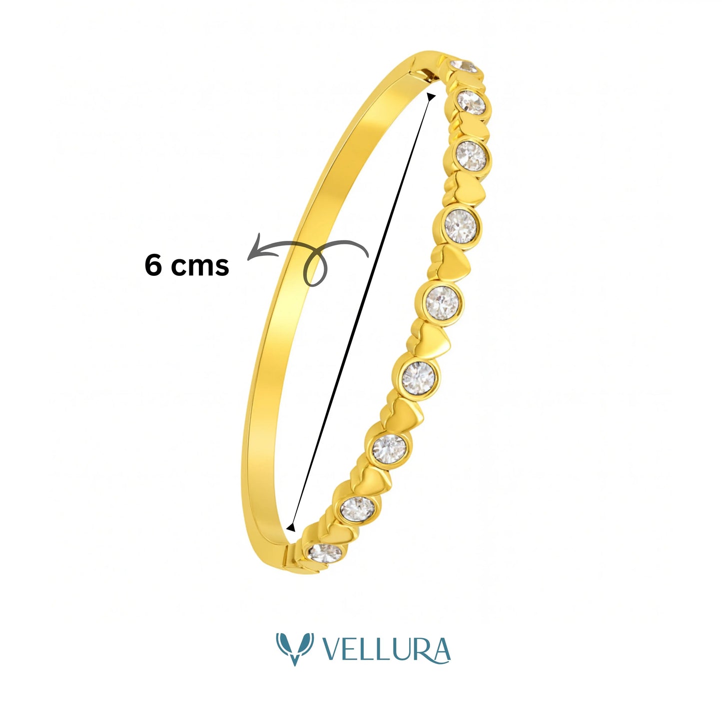 Heart & Crystal Gold Bracelet