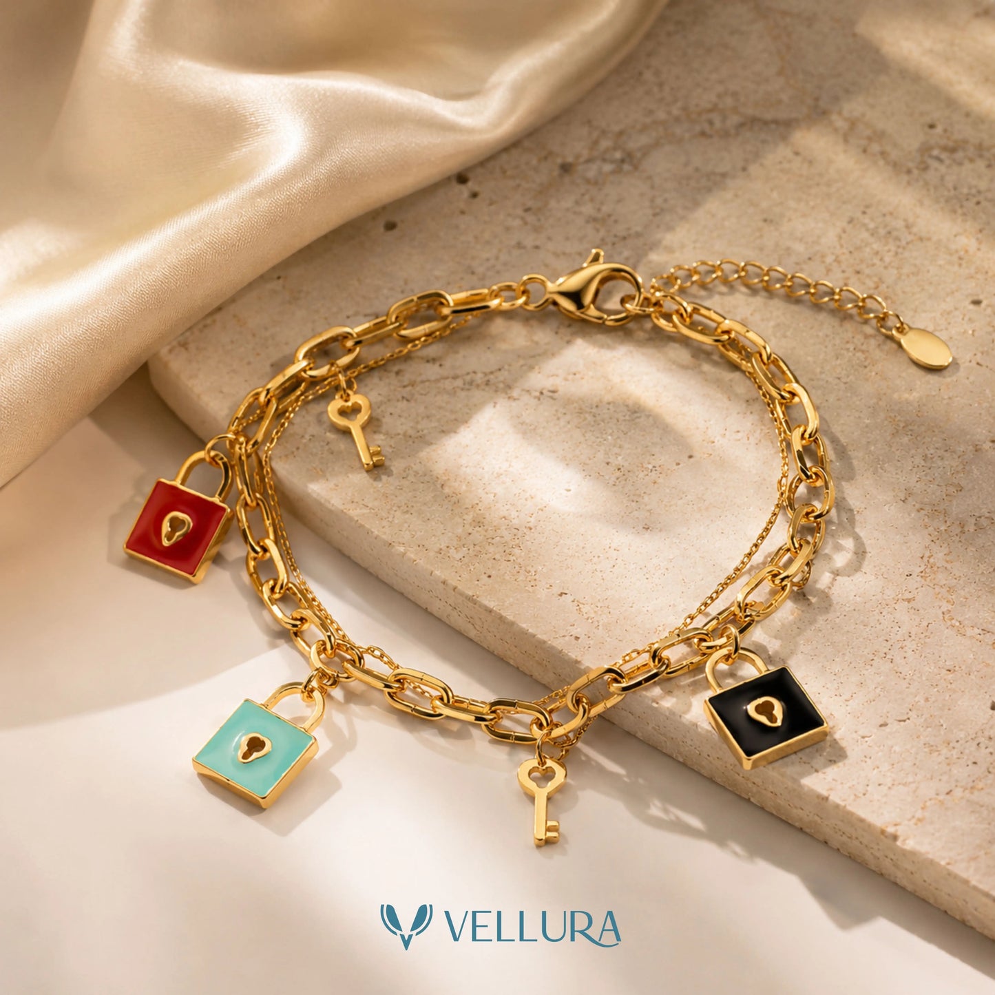 Multi Charm Gold Bracelet