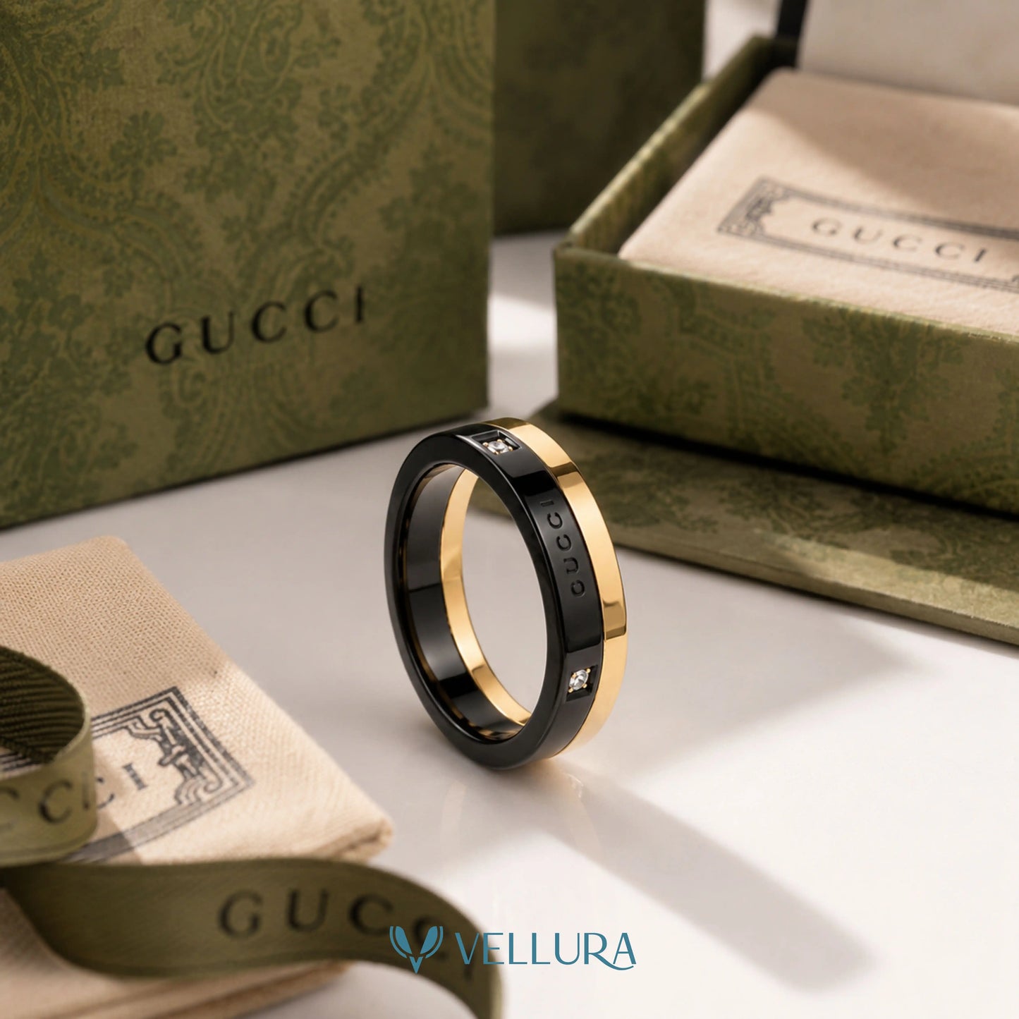 Black & Gold Minimal Luxury Ring-Gucci Inspired