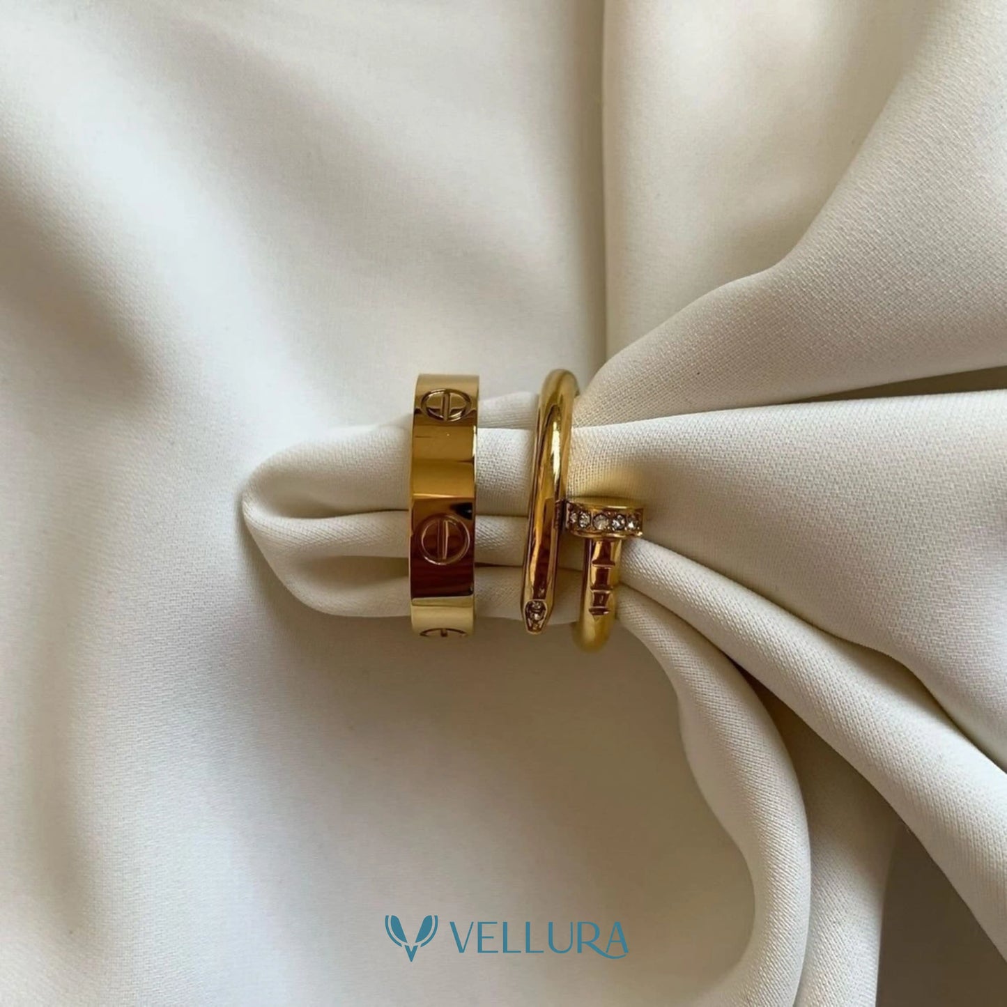 Gold Studded Nail Ring