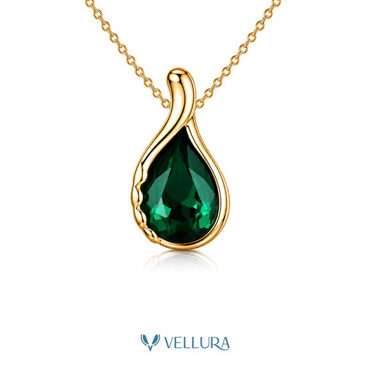 Emerald Green CZ Necklace Set with Earrings