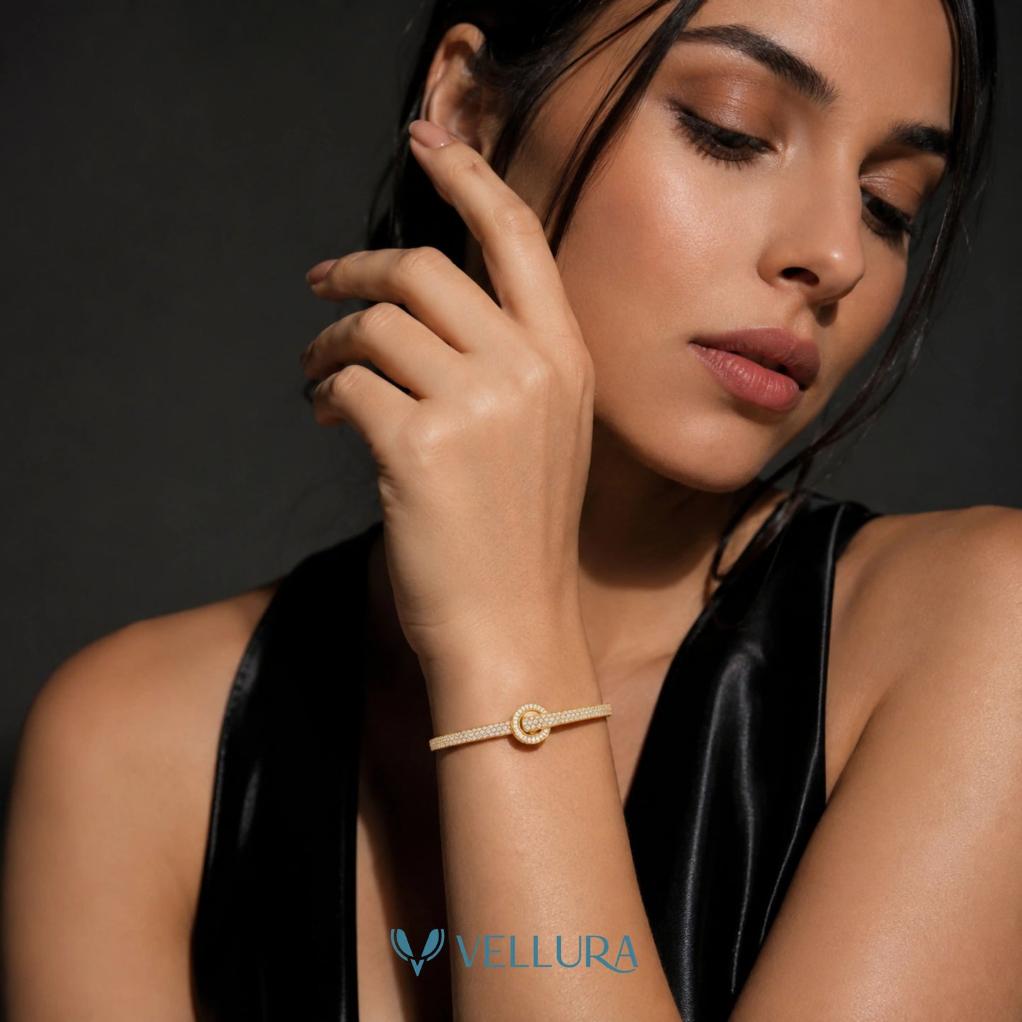 Gold Plated Studded Knot Bracelet