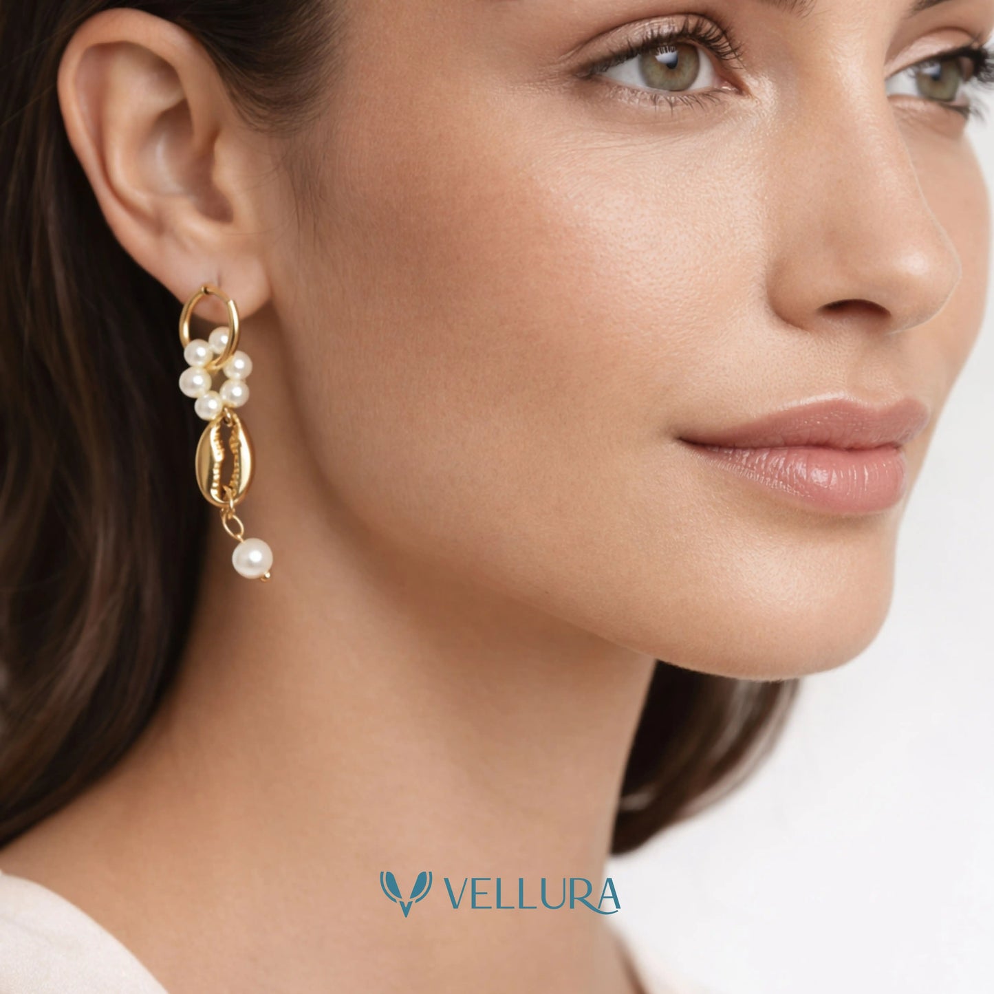 Cowrie Shell & Pearl Drop Earrings