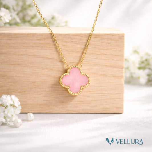 Pink Clover Pendant Necklace