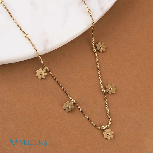 Floral Charm Gold Necklace
