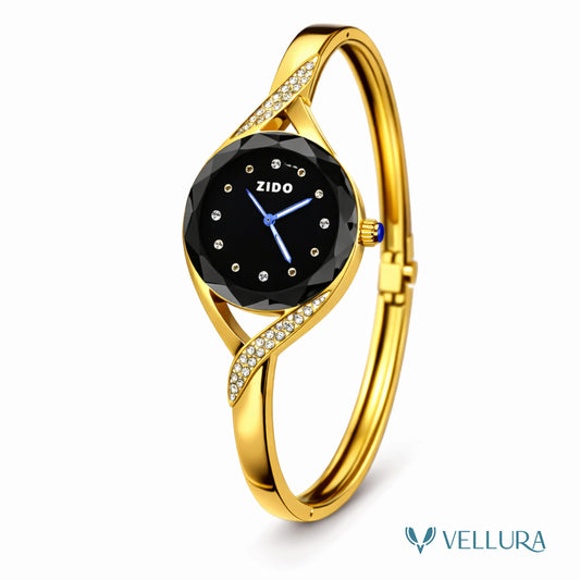 Black Faceted Bangle Watch