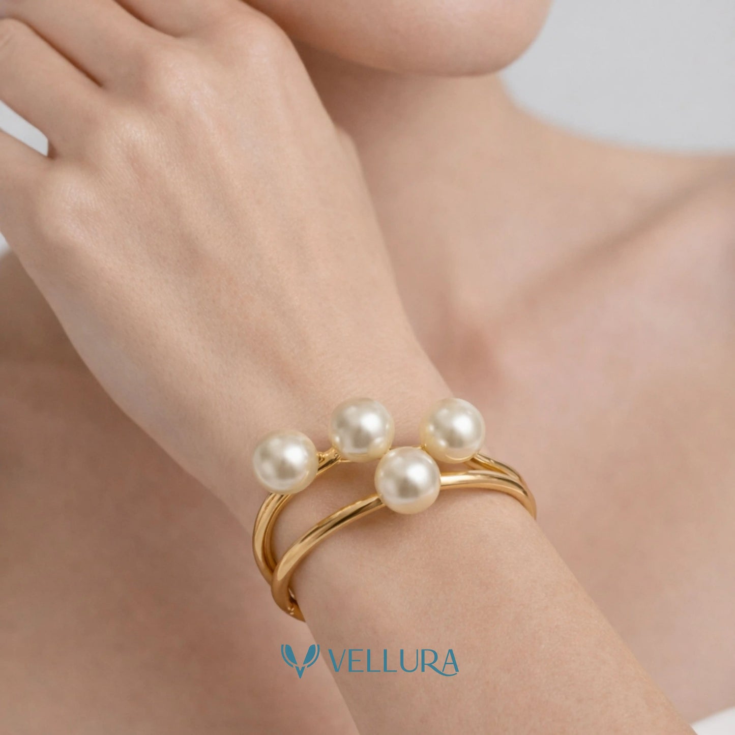 Gold Pearl Statement Bracelet