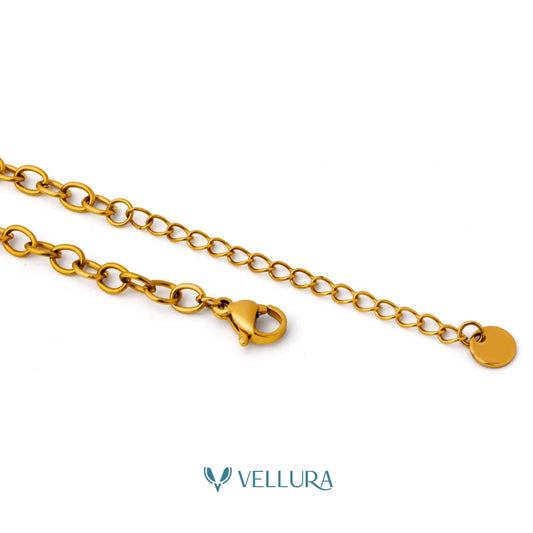 Black Enamel Drop Gold Necklace