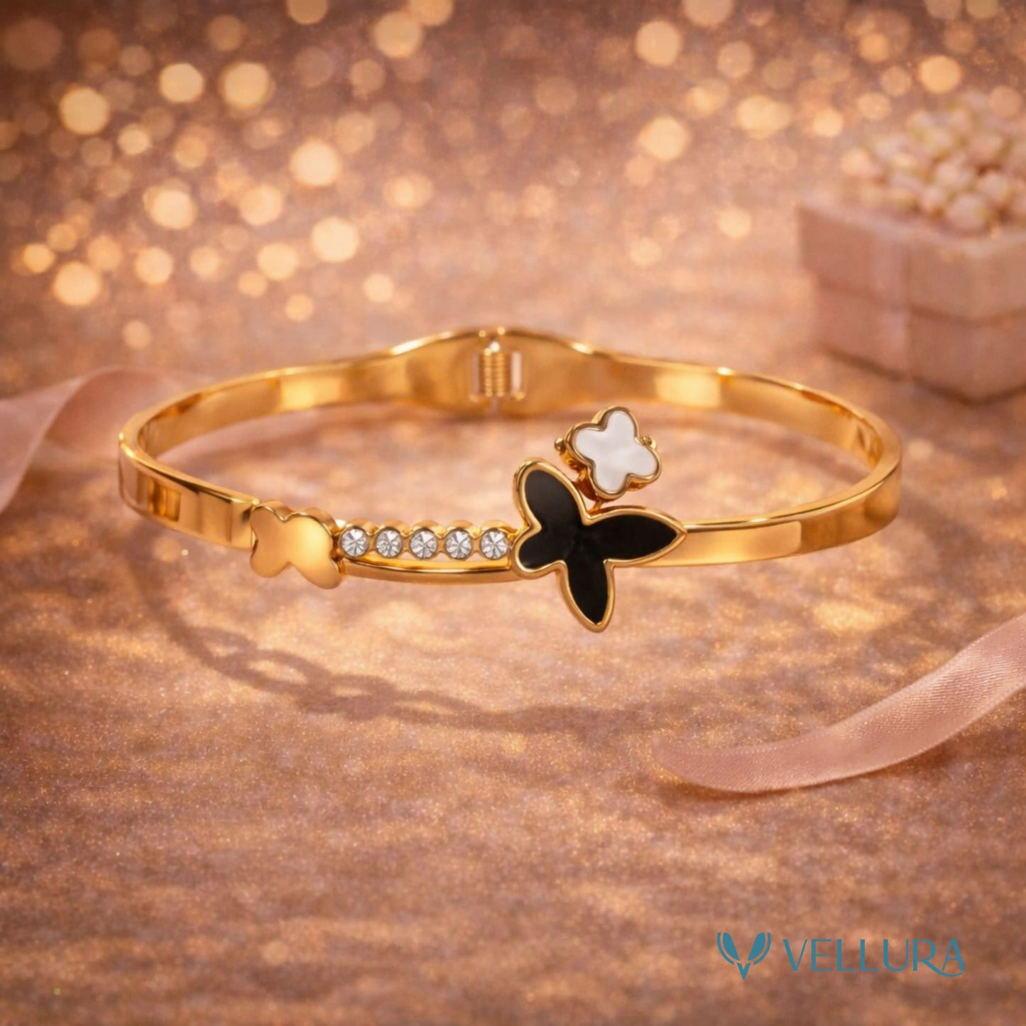 Butterfly & Clover Gold Bracelet