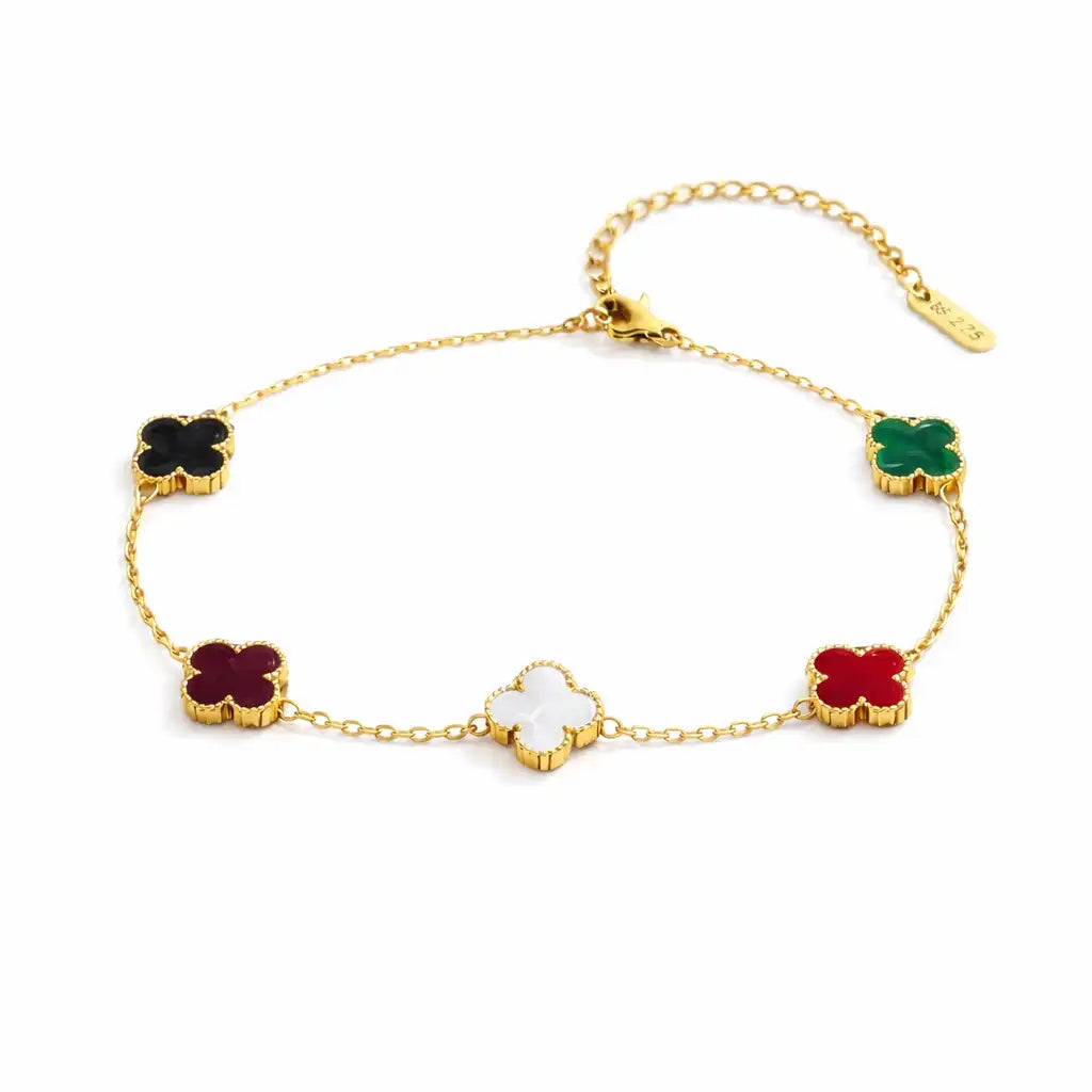 5 Motif's Multi colour Necklace Set with ring,earring,bracelet