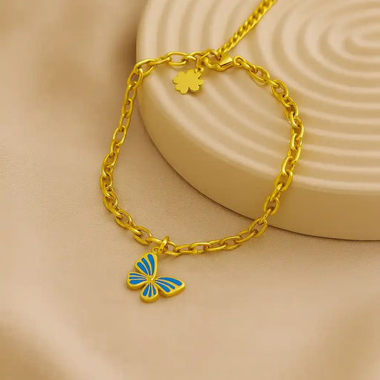 Gold Butterfly Charm Bracelet – Adjustable