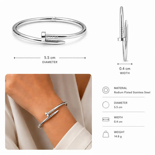 Cartier- Inspired Silver Nail Bracelet