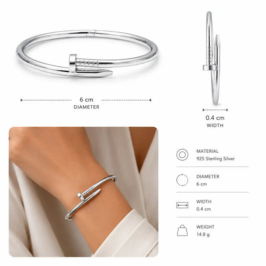 Cartier- Inspired Silver Nail Bracelet