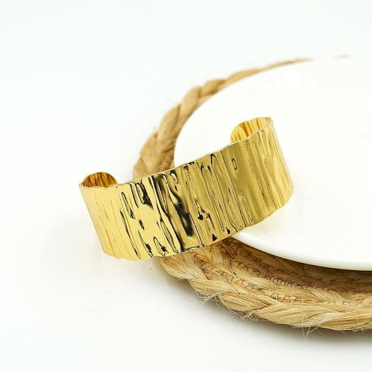 Bold Hammered Gold Cuff Bracelet Vellura Jewellery