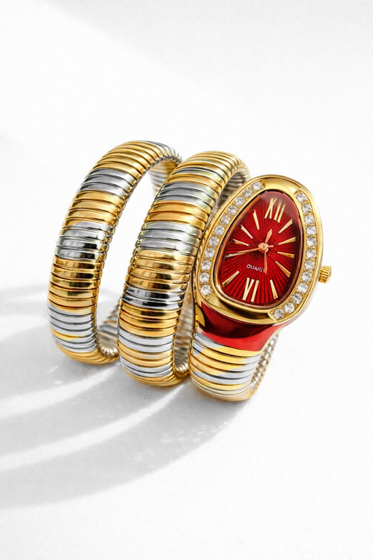 Dual Tone Serpent Watch-Red