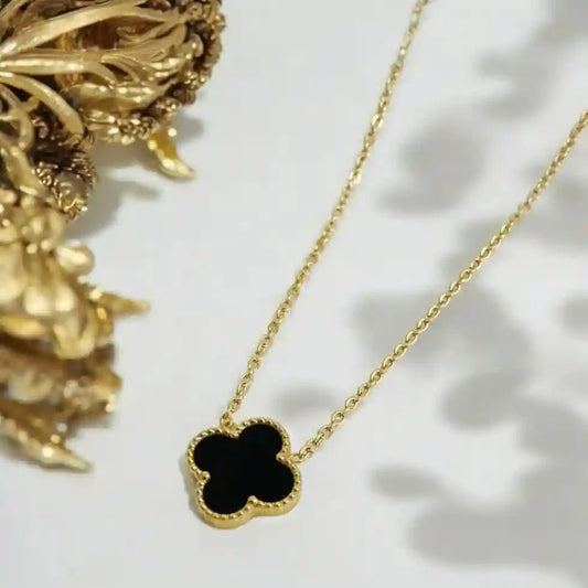 Black Clover Pendant Necklace Vellura Jewellery