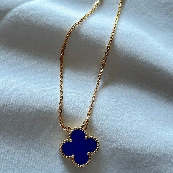 Blue Quatrefoil Necklace