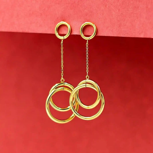 Hoop Gold Dangle Earrings Vellura Jewellery