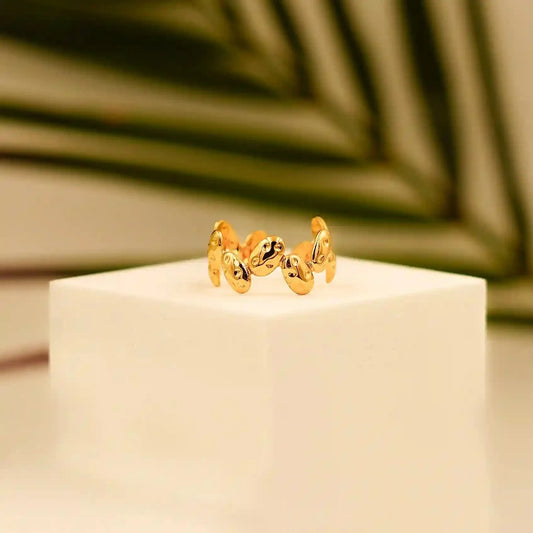 Gold Plated Open Band Pebble Motif Ring - Vellura Jewellery Rings