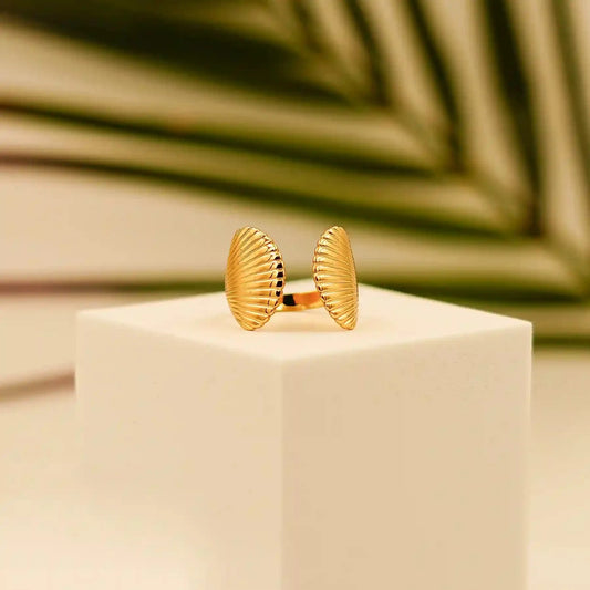 Elegant Fan Shell Open Ring - Vellura Jewellery Rings