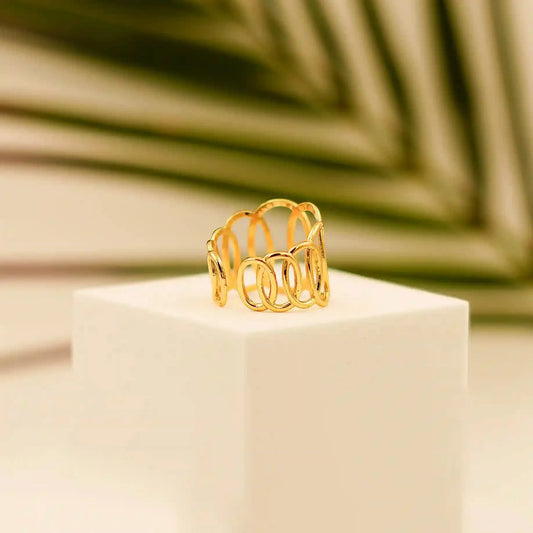 Gold Plated Open Link Ring - Vellura Jewellery Rings
