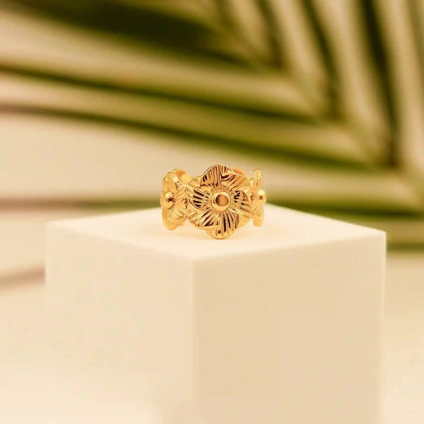 Gold Plated Leaf Design Ring - Vellura Jewellery Rings