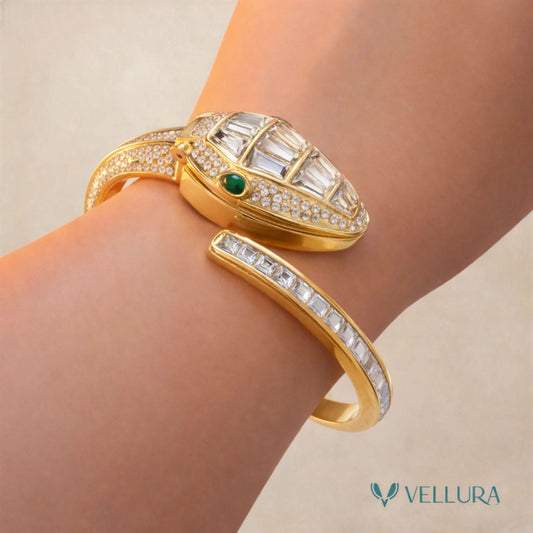 White Serpent Watch With Ruby & Emerald Accents