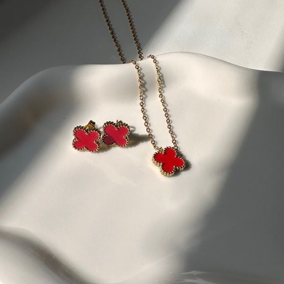 Red Necklace set with bracelet -Adjustable