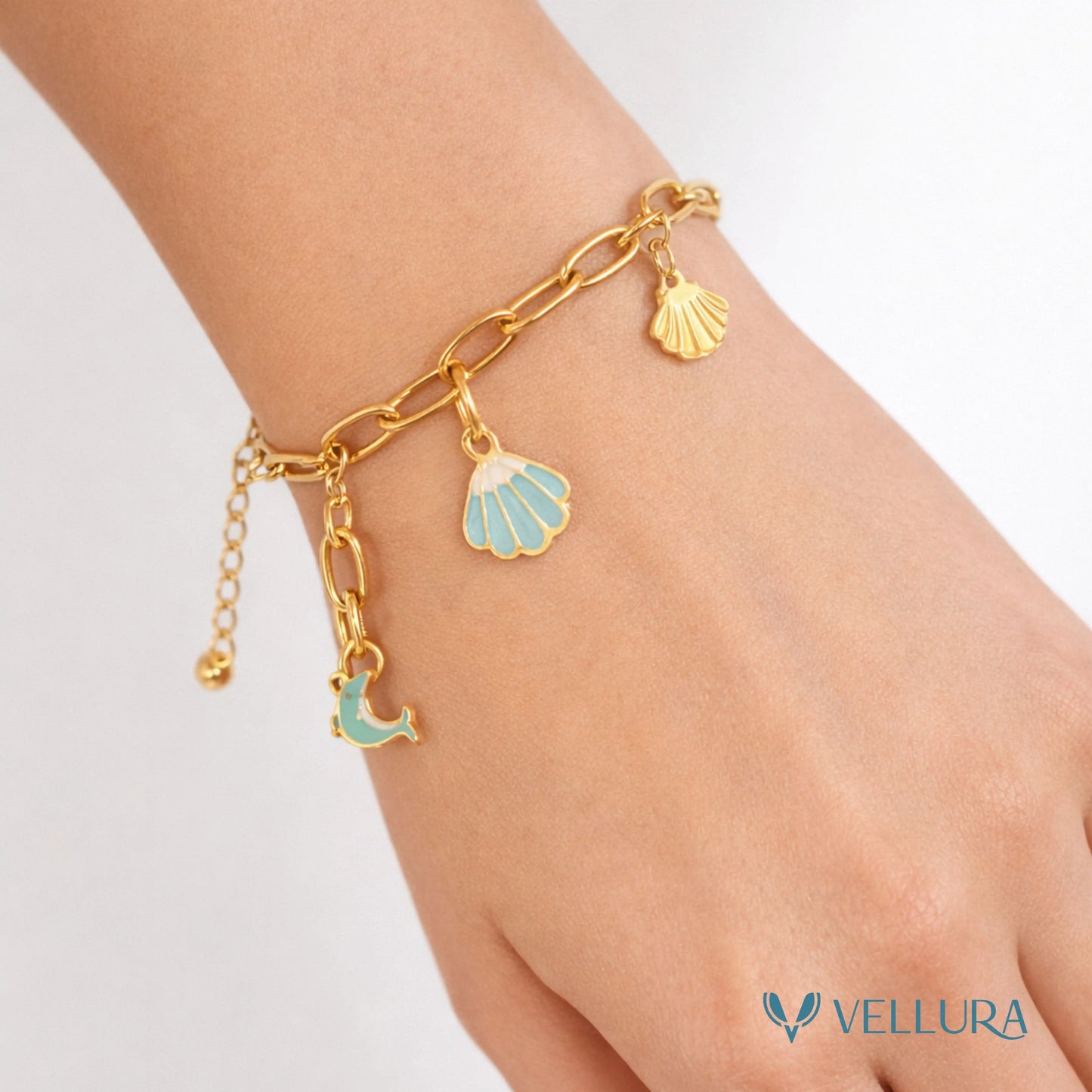 Gold Ocean Charm Bracelet