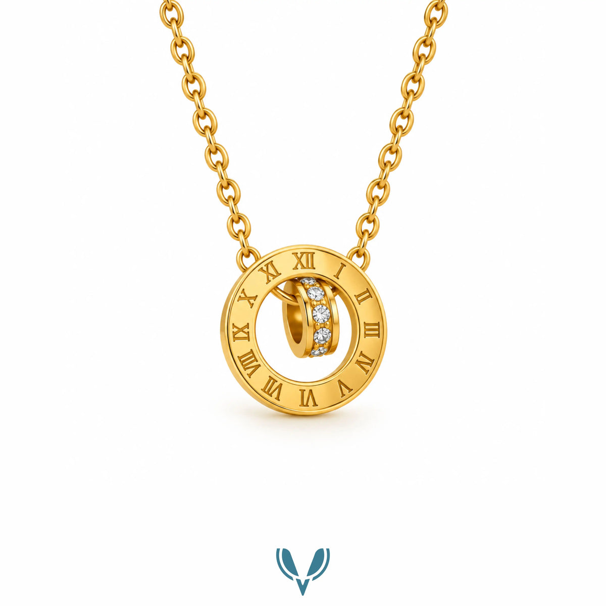 Roman Numeral Rotating Pendant Necklace