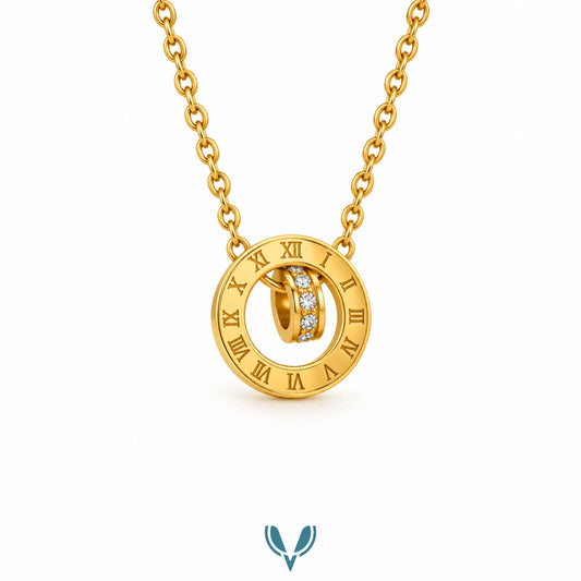 Roman Numeral Rotating Pendant Necklace