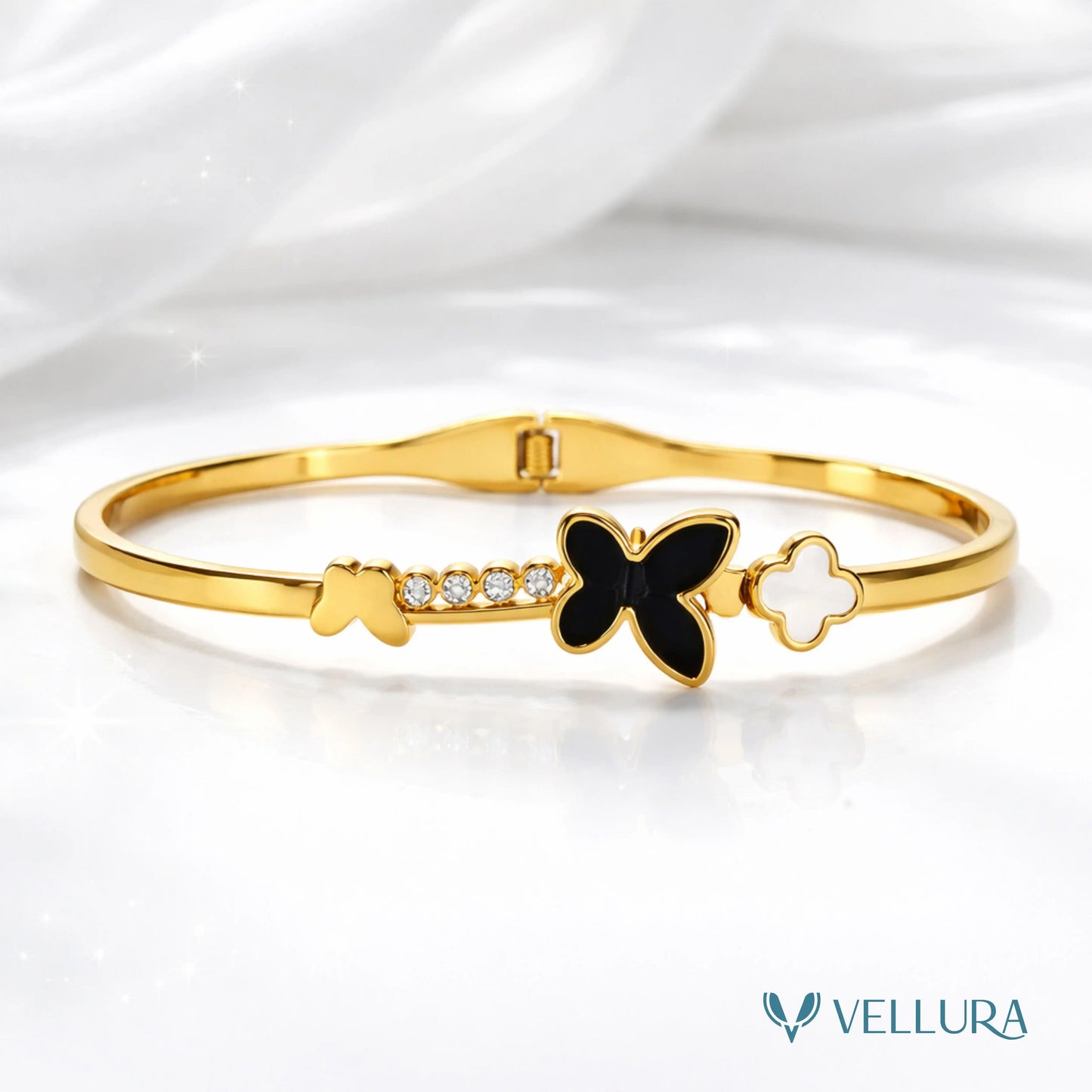 Butterfly & Clover Gold Bracelet